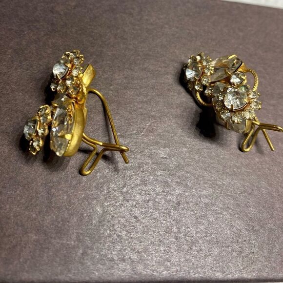 Vintage Wingback Rhinestone Earrings - Picture 2 of 4